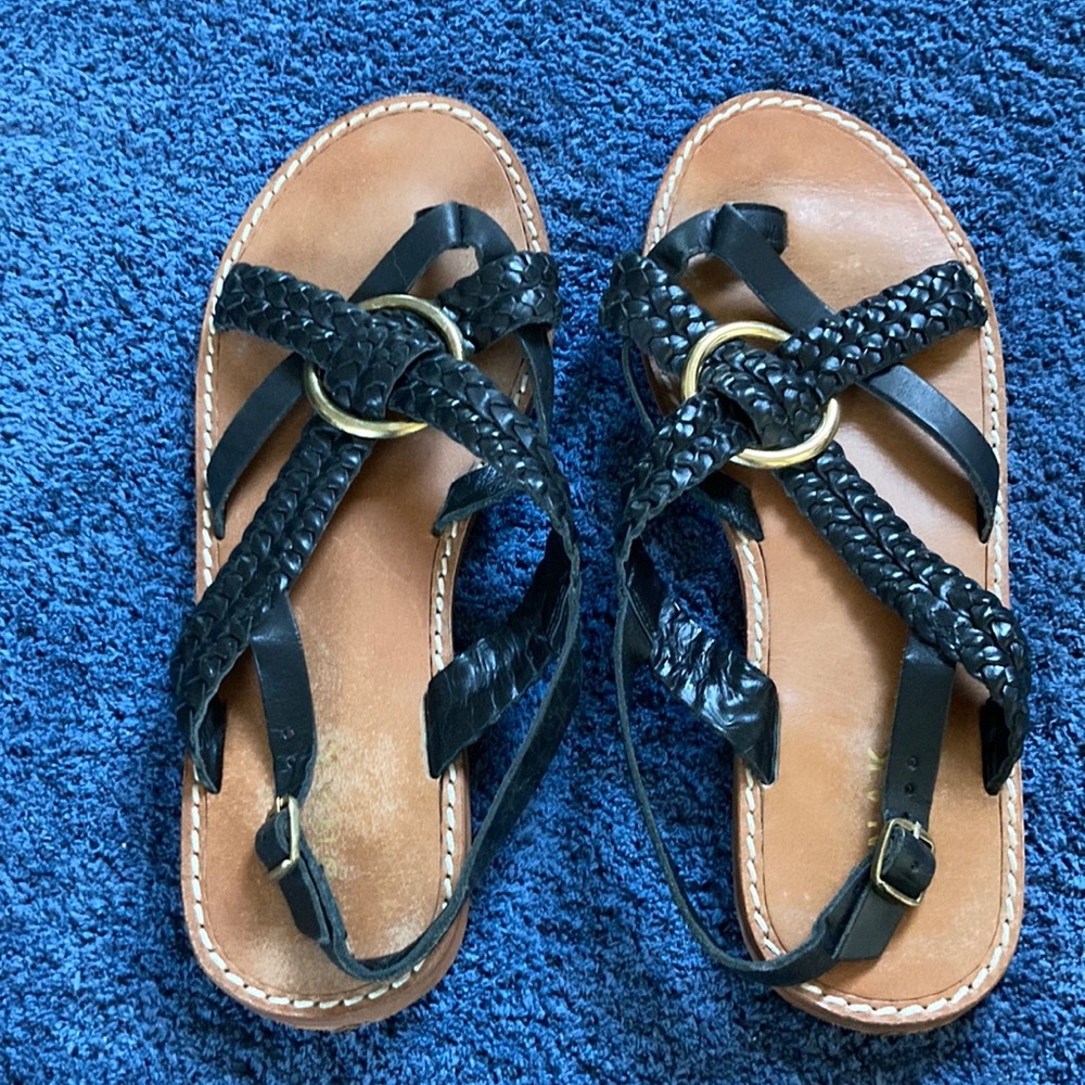 Black Braided Leather Sandals